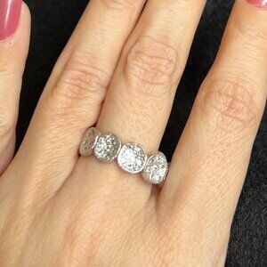 Sterling Silver Hammered QZ Sparkle Ring